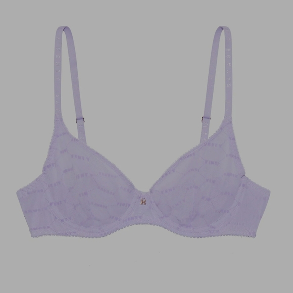 SAVAGE X FENTY FLOCKED LOGO UNLINED DEMI BRA - Picture 1 of 5